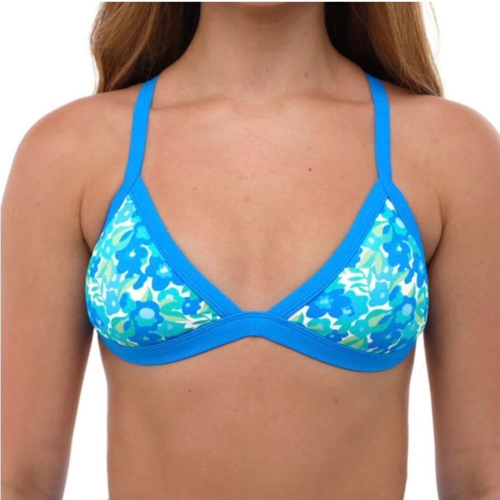 NEW SERENA Blue Floral Bikini Top XS